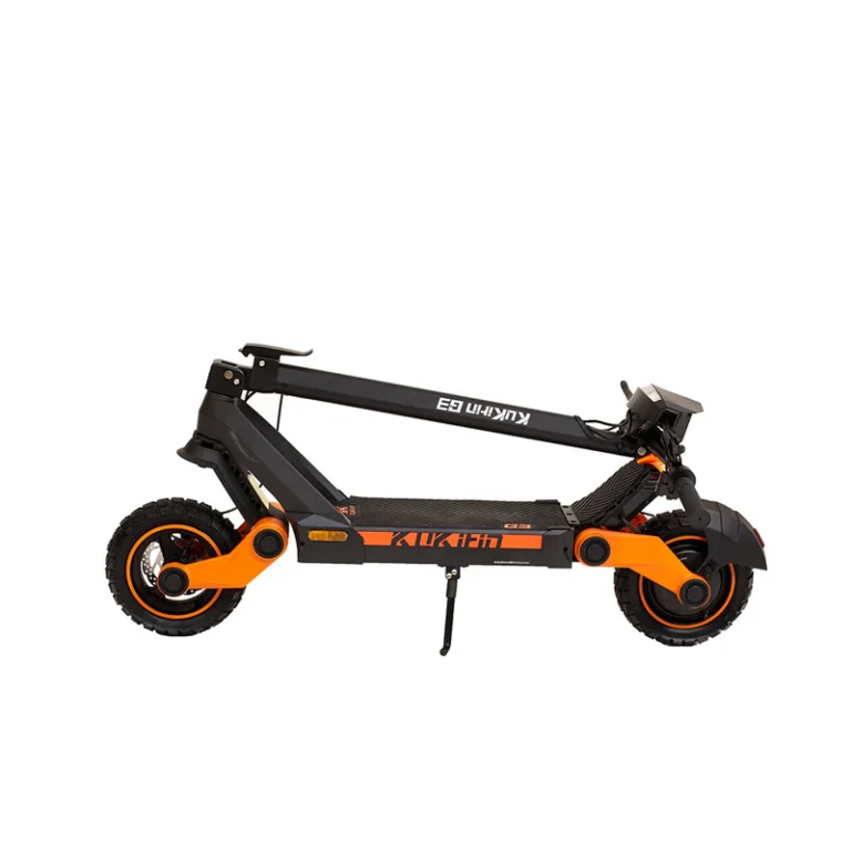 Folded KuKirin G3 electric scooter for storage
