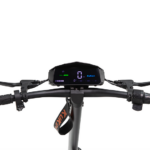 Handlebar setup with brake levers and display